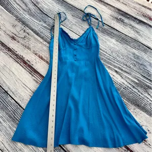 Zara Satin Tie Strap Mini Dress Blue Sleeveless Size Small thumbnail 10
