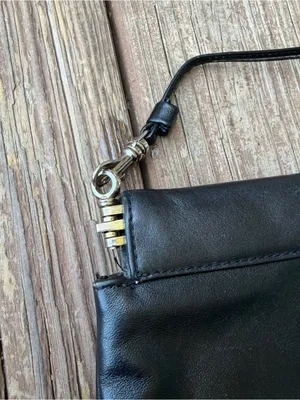 Vintage Etienne Aigner Black Leather Clutch Shoulder Bag Detachable Strap Purse thumbnail 5