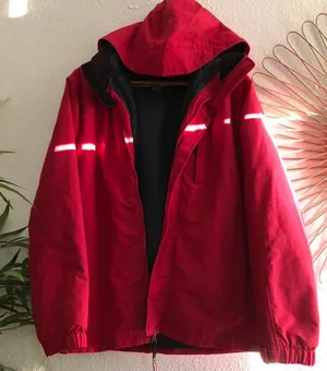 L.L Bean OUTDOOR OUTFITTER JACKET Insulated Hooded Coat Insulated Red Oversize Sz S Measurement in pics thumbnail 1