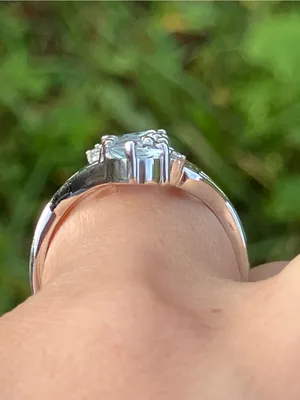 Natural Aquamarine Sterling Silver Ring Size 7.75 thumbnail 2