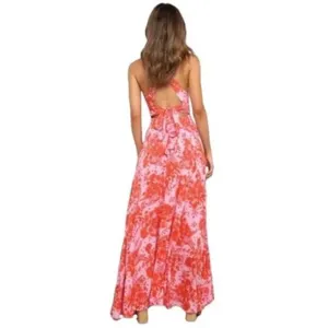 Anthropologie NWT Abel The Label ATL Rumi Candy Florals‎ Maxi Dress Halter Pink Orange S thumbnail 2