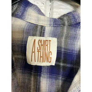 A Shirt Thing Diego plaid flannel‎ Popover top long sleeve women's size small thumbnail 4
