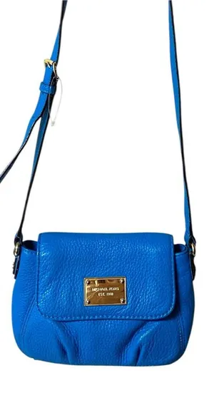 Michael Kors Statement Blue Leather Crossbody Bag EUC! thumbnail 1