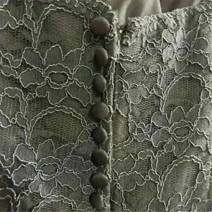 Mori‎ Lee Dark Gray Lace Evening Gown Size 10 Sleeveless V-Neck Short Dress thumbnail 9
