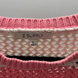 Z Supply Pink & Cream Broadbeach Striped Open-Knit Crewneck Sweater thumbnail 3
