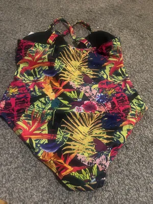 next Neon Tropical Print One Piece Swimsuit in Pink, Yellow, Green, Blue thumbnail 5