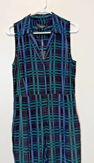 Thakoon NWT Plaid Striped Combo Silk Sleeveless Jumpsuit‎ Size 6 thumbnail 1