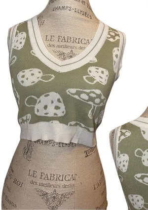 Amazon Mushroom Crop Top Sweater Vest thumbnail 1