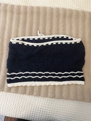 Hollister Navy Blue Crochet Tube Top thumbnail 3