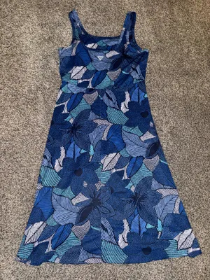 Columbia PFG Freezer III Sleeveless Athletic Dress in Blue Floral Print thumbnail 2