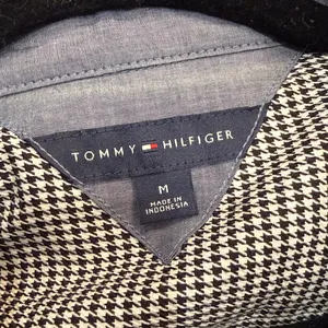Tommy Hilfiger Black and White Houndstooth Check Button-Down Shirt Sz M thumbnail 5
