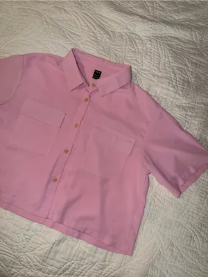 SHEIN Light Pink Short-Sleeve Button-Down Shirt thumbnail 2