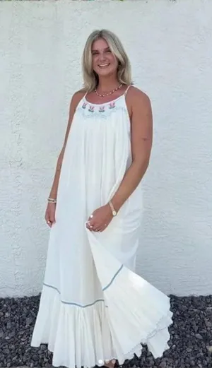 FREE PEOPLE Tip Toeing Tulip Midi Dress in Whisper White Size Small thumbnail 1