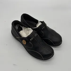 Clarks Womens Black Leather Button Slip On Loafers Shoes Size 5M thumbnail 2