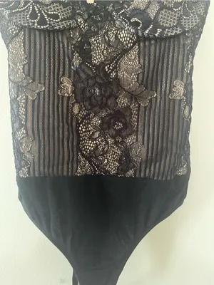 Lulus Black Lace Bodysuit Small Romantic Date Night Sheer Mesh Lingerie thumbnail 3