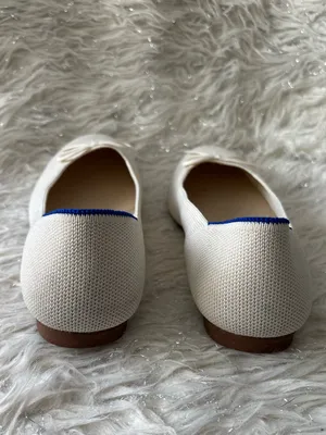 Rothy's Ivory White Women’s Ballet Flat with Bow and Blue Trim Size US W6.5 thumbnail 9