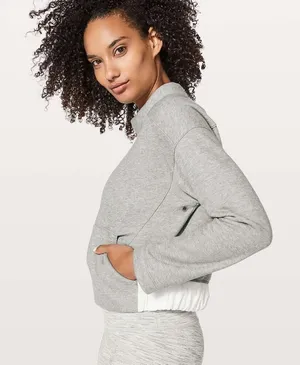 Lululemon gray hoodie pullover zip‎ back Light As Warmth Crew Heathered Grey thumbnail 1