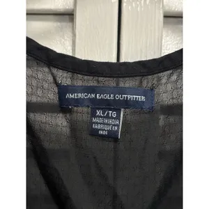 American Eagle Black Tank Top Blouse Size XL Crochet Detail Scoop Neck Boho thumbnail 2