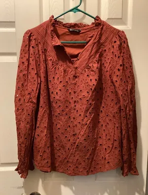 Sanctuary Rust Eyelet V-Neck Blouse thumbnail 1