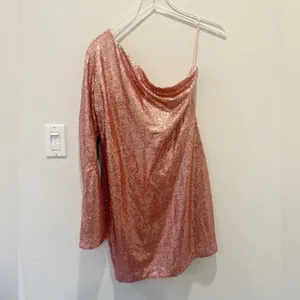VICI x Gina Dress size XL One Shoulder‎ Pink Sequin Mini NWT Night Out thumbnail 4