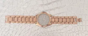 Rose gold watch with crystal encrusted face. thumbnail 7
