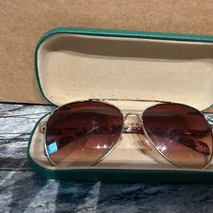 Gold Aviator Sunglasses with Brown Lenses thumbnail 3