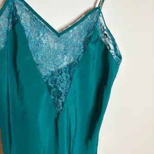 Vintage Victoria's Secret Gold Label teal lacy camisole slip thumbnail 2