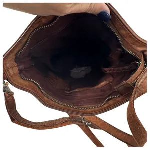 Spikes & Sparrow Brown Woven Leather Distressed Crossbody Bag thumbnail 3