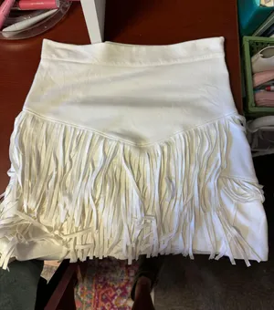 White Fringe Mini Skirt thumbnail 6