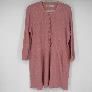 Free People Beach Pink Blossom Button Up T-shirt Mini Dress Oversized Boho‎ thumbnail 2