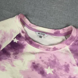 Wildfox Sweatshirt Womens Medium Pink Star Tie Dye Crewneck Fleece Pullover thumbnail 2