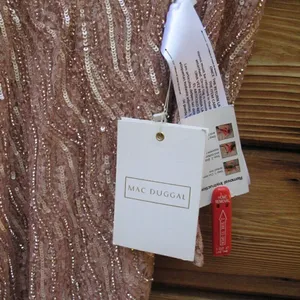 Mac Duggal Pink Size 8 Sequin Beaded Plunge Neck Long Sleeve Trumpet Gown Dress thumbnail 14