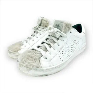 P448 John Sneaker Coated Leather Faux Fur Tongue Lace Up Shoes Size 38 thumbnail 2