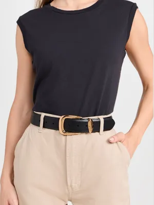 Madewell Black Leather Chunky Waist Belt thumbnail 1