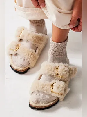 New Birkenstock Arizona Big Buckle Shearling Sandal Teddy Eggshell Size 41 US 10 thumbnail 4
