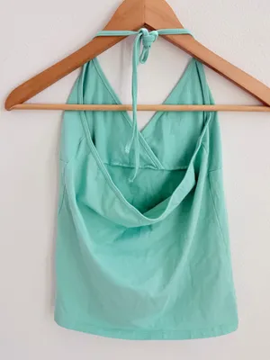 Brandy Melville Mint Green Halter Top & Foldover Pants Matching Set thumbnail 4