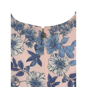 Tommy Hilfiger Pink Blue Floral Sheer Overlay Midi Dress Flutter Sleeve V-neck 6 thumbnail 6