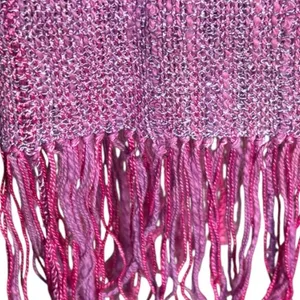 Handmade Vintage Pink Purple Tweed Fringe Skirt‎ Boho Statement Preppy Woven Statement thumbnail 7