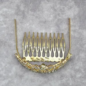 Gold Rhinestone Crown Tiara Clip Hair Bridal Accessories Fashion‎ Jewlery JB2-9 thumbnail 3