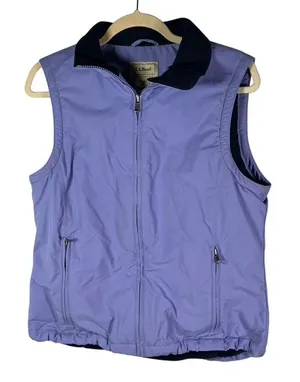 LL Bean Women's Regular Small Lavender Nylon Fleece‎ Lined Vest Zip Pockets thumbnail 1