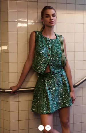 Anthropologie Maeve Sequin Tweed Vest thumbnail 1