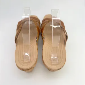 Crocs A-Leigh Leather Cork Wedge Sandals Brown Strappy Slip On Womens 8 Comfort thumbnail 8