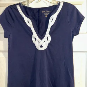 Lilly‎ Pulitzer Brewster Knit T-Shirt Dress Casual Short Sleeve Size S navy thumbnail 7