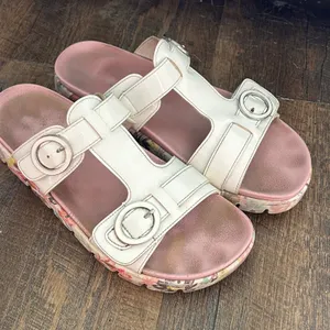 Alegria Vista‎ White Patent Floral Platform Slide Sandals Buckle Straps Size 40 thumbnail 1