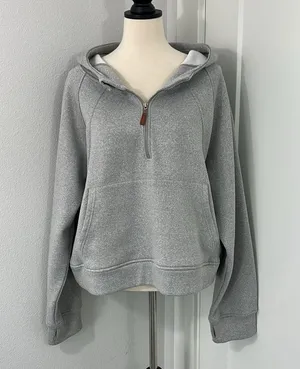 Laslulu 2XL Gray Half-Zip Scuba Hoodie Sweatshirt with Pocket thumbnail 2