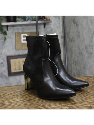 NWT A New Day Sienna Low-Shaft Heeled Boots 94637417 Black / Gold 8.5M thumbnail 2