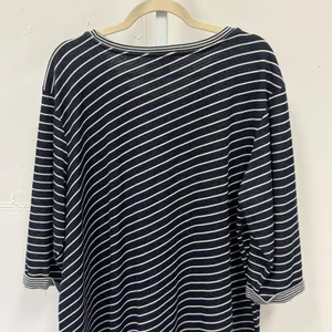 Vince Camuto Womens 3X Navy Blue White Striped 3/4 Sleeve Knit Top Nautical thumbnail 6