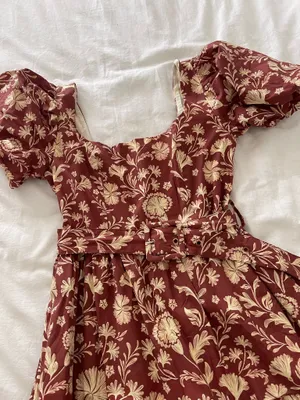 Vestique Maxi Fall Pattern Belt Dress  thumbnail 1