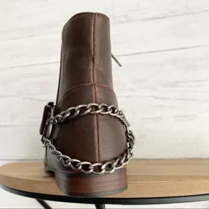 Zara TRF Brown Pointed Booties with Chain Detail thumbnail 9