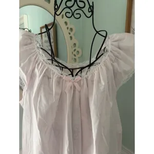 Vtg Carriage‎ Court Nightgown Womens Large Pink Lace Ruffle Long Sleeve Set thumbnail 3